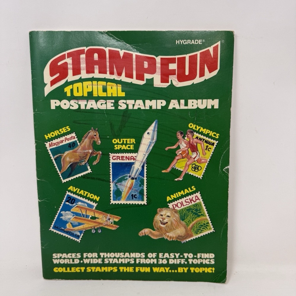 VINTAGE HYGRADE UNITED STATES STAMP COLLECTING ALBUM Tropical Fun Incomplete